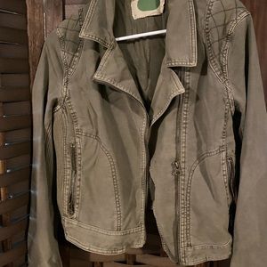 Anthropologie Moto Jacket. Military green, size medium.